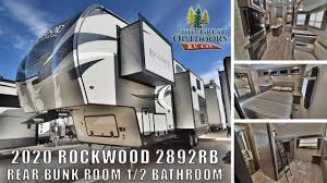 Our product lines include top selling name brands cameo, cardinal limited, cardinal luxury, cherokee, cherokee black label, cherokee wolf pack, columbus, columbus 1492, columbus river ranch, crusader, crusader lite, heritage glen, heritage glen elite, puma, redwood, rockwood signature ultra lite, rockwood. Updated 2020 Rockwood 2892rb 1 2 Bathroom Bunkhouse Outside Kitchen Fifth Wheel Rv Camper Youtube