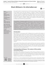 Pdf Black Afrikaans An Alternative Use