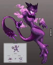 Pokemon Combination Mewtwo And Haunter Pokemon Fusion Art Pokemon Pokemon Fusion