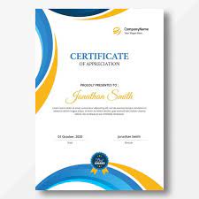 Vertical Orange And Blue Shapes Certificate Certificate Design Template Certificate Design Tool Logo Design