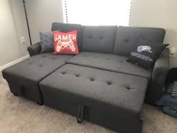 Maybe you would like to learn more about one of these? Bowery Hill Steel Gray Linen Reversible Sectional Sleeper Sofa With Storage For Small Space Walmart Com Walmart Com
