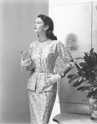 Neva Jane Langley, Miss America 1953, in design by De De Johnson in an  Everfast cotton print in Everglaze