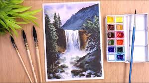 Be my patreon to join my detailed online art classes with other exclusive content like traceables for my paintings ,free roya. Watercolor Painting Of Waterfall Landscape Easy Step By Step Youtube