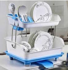 Make sure this fits by entering your model number.; Humble Kart 2 Level Plastic Dish Drainer Rack For Kitchen Storage Organizer Sink Dish Drying Stand