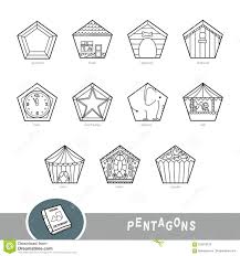 Black And White Objects For Kids Black And White Set Of Pentagon Shape Objects Visual Dictionary Pentagon Shape Visual Dictionary Pentagon