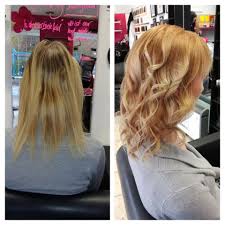 Hier darf die farbe nicht zu lange in den sehr hellen längen bleiben, da der asch grün farbrest sehr schnell auf den haarlängen wirkt und somit das brillante blond grün erscheinen lässt. Copper Blond Balayage 5x Salon In Deiner Stadt Ohne Termin