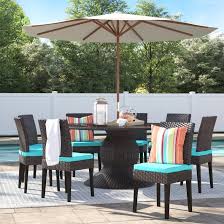 Patio dining sets outdoor with umbrella. Sol 72 Outdoor Tegan Round 8 Person 60 Long Dining Set With Cushions Reviews Wayfair