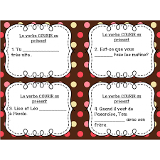 Conjugaison du verbe courir en français : Cartes A Taches Verbe Courir Au Present
