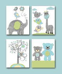 Gray Green Blue Elephant Wall Art Giraffe Wall Art Bears Etsy Giraffe Wall Art Baby Nursery Prints Elephant Wall Art
