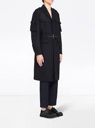 Prada Midi Military Coat in Black for Men - Lyst