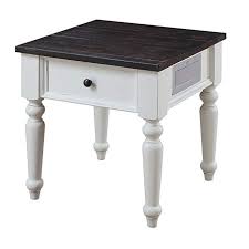 Black And White End Table Emerald Home Mountain Retreat Dark Mocha And Antique White End Table With Solid Plank Top And Turned Le White End Tables End Tables White Furniture Living Room