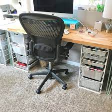Butcher block countertops offer you the natural color and grain of wood, adding warmth to your kitchen. Diy Desk From A Countertop Mid Modern Mama