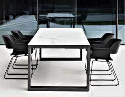 Concrete grey ceramic, fossil black ceramic, fossil grey ceramic. Abonne Carrara Ceramic Extendable Dining Table