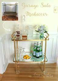 15 Beverage Cart Goes Glam Simple Transformation Artsy Chicks Rule Drink Cart Bar Cart Decor Bar Cart Styling