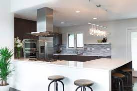 This Large Kitchen Remodel Is Very Large And Expansive It Might Need A Permit Before Construction Begins Sleek Kitchen Waterfall Countertop Kitchen Design