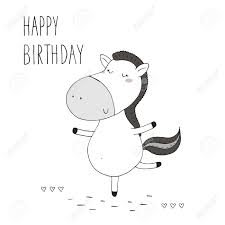 What to write in girlfriend s birthday card; Happy Birthday Card With Cute Hand Drawn Funny Horse Royalty Free Cliparts Vectors And Stock Illustration Image 87904918