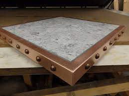 49 Marble Top With Copper Edge Trim And Antique Bronze Studs Copper Interior Wooden Wall Decor Copper Top Table