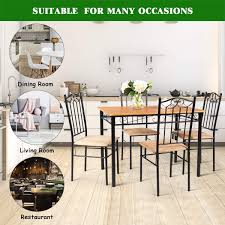 Tangkula 5 Piece Dining Table Set Vintage Wood Top Padded Seat Dining Table And Chairs Set Home Kitchen In 2020 Dining Table Chairs Dining Table Dining Room Furniture