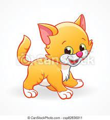Group of cats and dogs over white banner. Cute Smiling Cartoon Orange Kitten Cat Standing Vector Canstock