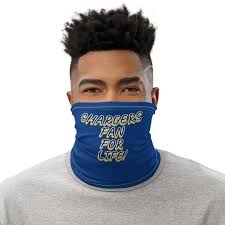 Neck Gaiter: CHARGERS Fan for Life! Custom Face Mask. Protection W/ Style! 