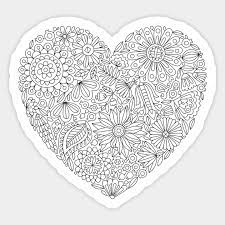 Keep your kids busy doing something fun and creative by printing out free coloring pages. Flowers Heart Coloring Page Flourish And Bloom Flower Heart Pegatina Teepublic Mx