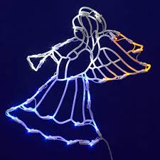 17 Lighted Led Angel With Horn Christmas Window Silhouette Decoration Walmart Com Walmart Com