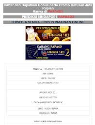 Prediksi Singapore Papa4d2 Di 2020 Tanggal Jenis