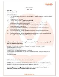 Cbse Class 10 Science Board Question Paper 2019 With Solutions