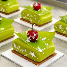 Recipe Below Pistachio Petit Gateau Cherry Confit By Antonio Bachour By Antonio Bachour 300 G Cherry Puree 40 G Sug Food Desserts Decadent Desserts