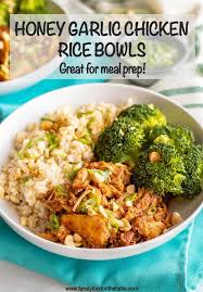 Honey Garlic Chicken Rice Bowls Family Food On The Table Recipe Chicken Rice Bowls Honey Garlic Chicken Healthy Chicken Recipes