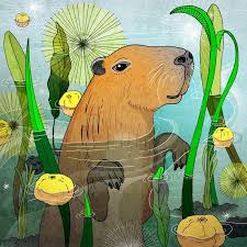 Capybara Art Print By Karen Strempel X Small Cute Paintings Art Capybara