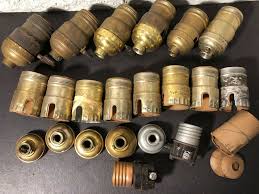 Antique Vintage Brass Light Socket Switch Leviton Eagle Lamp Parts Lot Lamp Parts Brass Lighting Vintage Brass