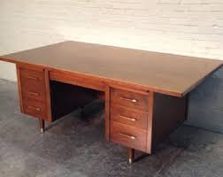 Awesome Mid Century Modern Executive Desk Large Wood Top 42 X 76 By Indiana Great Ea Modern Executive Desk Mid Century Modern Desk Mid Century Modern