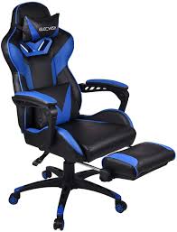 Yourliteamz Racing Gaming Chair With Massage Office Ergonomic Computer Desk Chair With Padded Footrest Support Swivel High Back Recliner High Adjustable Cushion Pu Leather For Home Office Blue Grovingo Com