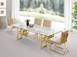 Pierre Rich Gold Stainless Steel Glass Top Dining Table Dining Table Gold Gold Dining Room Metal Base Dining Table