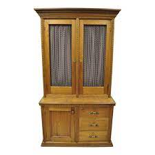 Espresso color (2) glass shelves, (3) drawers,(2) doors with chrome hardware hutch. Antique Victorian Golden Oak Bookcase Hutch Buffet China Cabinet Chairish