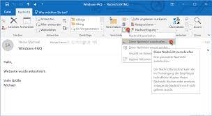 In outlook gibt es auch die möglichkeit, nachrichten zurückzurufen. Versendete E Mail Zuruckholen Im Microsoft Outlook E Mail Loschen Outlook Windows Faq