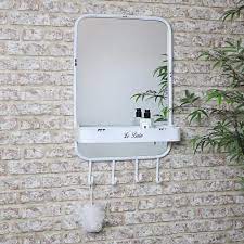 Large White Mirror With Shelf Hooks 48cm X 80cm All installation hardware is included.