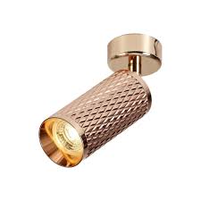Ceiling and wall spotlights, kitchen spotlight bars, led spots. Surface Mounted Spot Rose Gold Adjustable Head 20cm Lighting Company