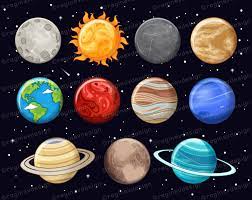 Solar System Clipart Planets Cartoon Cute Sun Moon Globe Earth Vector Kawaii Chibi Scrapbooking Commercial Use Printable In 2021 Solar System Clipart Solar System Scrapbooking Projects