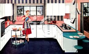 kitchen with a woman pouring coffee
