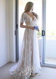 Champagne White Vintage Style Soft Lace Beach Wedding Dress Etsy In 2021 Lace Beach Wedding Dress Boho Wedding Dress Etsy Boho Wedding Dress Lace