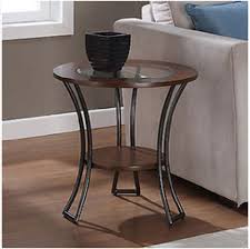 Amazon Com Carlisle Walnut Charcoal Grey Round End Table Living Room Furniture Tables Glass End Tables Glass Top End Tables Living Room Furniture Tables