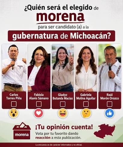 🔥 ¡Se Calienta la Carrera por Michoacán! ¿Quién Debería Encabezar Morena  en 2027? La definición de la candidatura de Morena para la gubernatura de  Michoacán comienza a generar opiniones entre la ciudadanía.