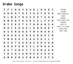 Play over 265 million tracks for free on soundcloud. Download Word Search On Drake Songs
