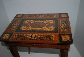 Music Table Italian Inlaid Wood Table With Music By Capecodgypsy 105 00 Wood Table Antique Decor Wood Accent Table