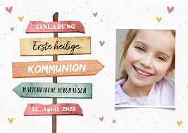 Einladung Zur Kommunion Foto Wegweiser Kommunionskarten Kommunionskarten Kommunionskarte Kommun Einladung Kommunion Einladungskarten Kommunion Kommunion