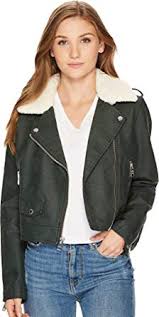 Levis Womens Asymmetrical Banded Bottom Moto With Sherpa Collar Green X Large