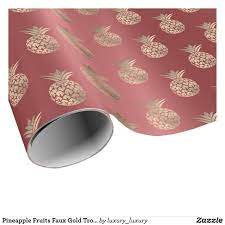 Pineapple Fruits Faux Gold Tropical Summer Burgund Wrapping Paper Summer Wedding Diy Wedding Wrapping Paper Summer Wedding Gifts