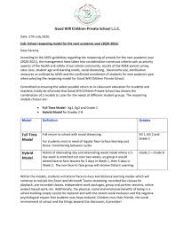 Statutory education requirements for reopening. Good Will Children School Gwcps Reopening Model 2020 2021 Page 2 Created With Publitas Com